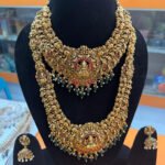 Green Beads Lakshmi set