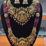 Heavy Pink Beads With Semi Bridal Set